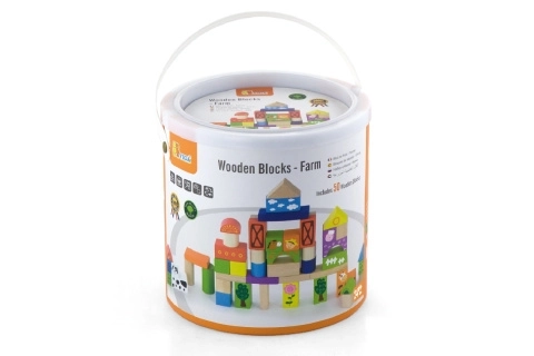 Jeu de construction en bois 50 blocs - ferme