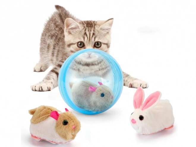 Jouet interactif hamster dans une boule bleue