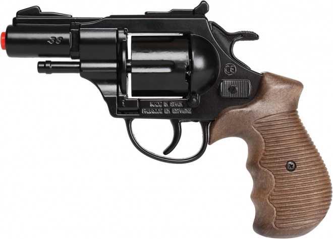 Revolver de police en métal noir Gold Collection - 12 coups