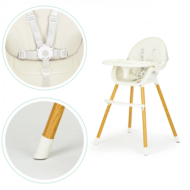 ECOTOYS Chaise haute 2 en 1 Beige