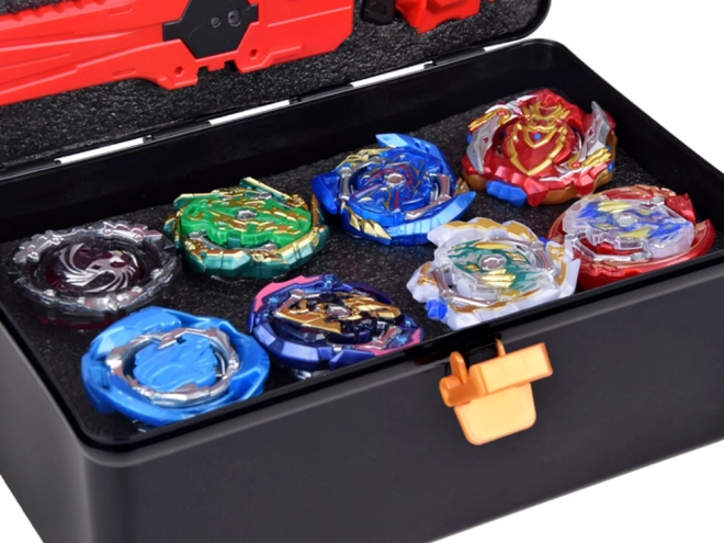 Grand ensemble avec lanceur et huit disques