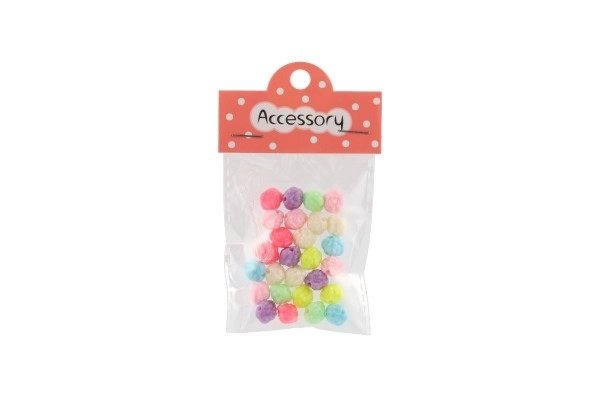Perles en plastique petites fleurs avec ficelle 2 types dans un sachet 6,5x11x1cm