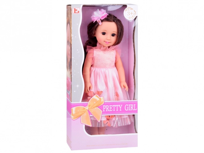 Jolie poupée 36 cm en robe de bal rose avec papillons cheveux longs ZA5236