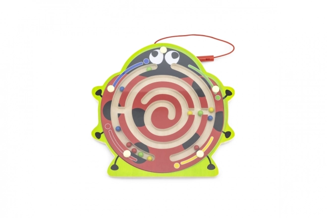 Labyrinthe magnétique en bois coccinelle