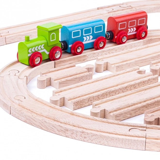 Bigjigs Rail Ensemble de Rails en Bois 24 pièces