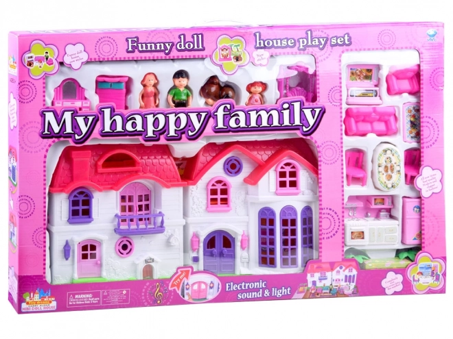 Maison familiale pliable avec meubles et figurines