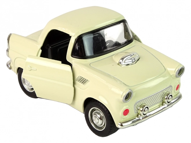 Voiture classique en métal avec portes ouvrantes et son