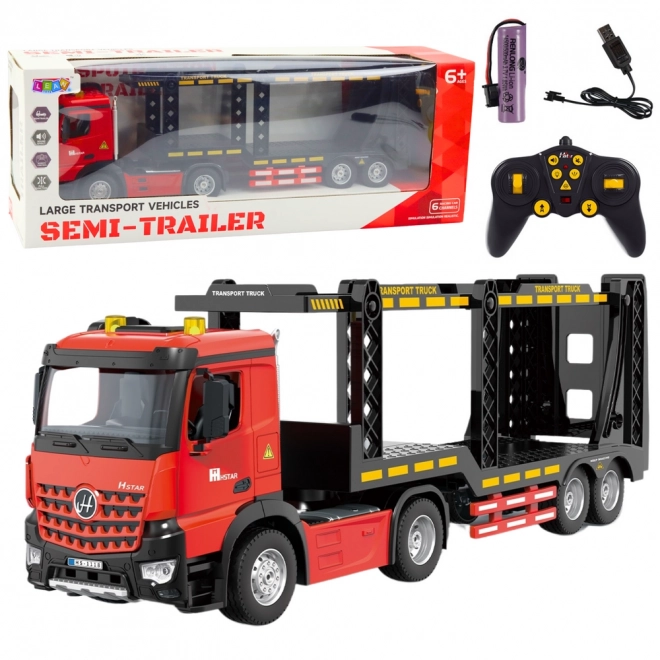 Camion de transport télécommandé rouge RC 2.4G 6CH