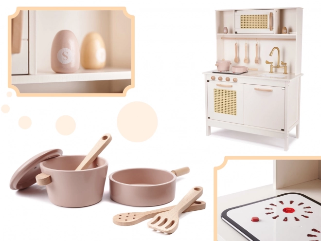 Cuisine rétro en bois pour enfants avec accessoires Boho