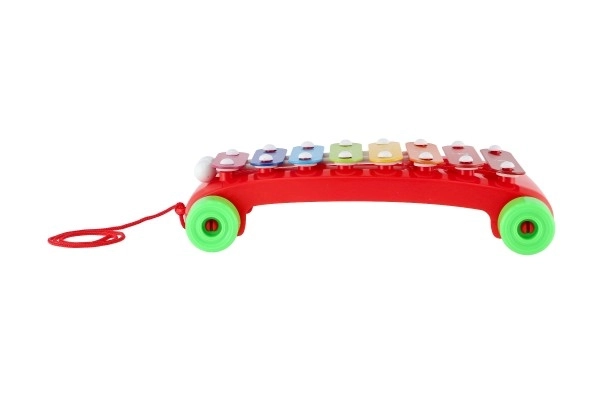 Xylophone plastique/métal 24cm avec baguettes 2 couleurs en sachet 19x31x6cm