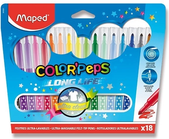 Feutres Maped Color'Peps Long Life 18 pcs