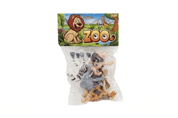 Animaux safari joyeux ZOO plastique 9-10cm 6pcs dans un sachet