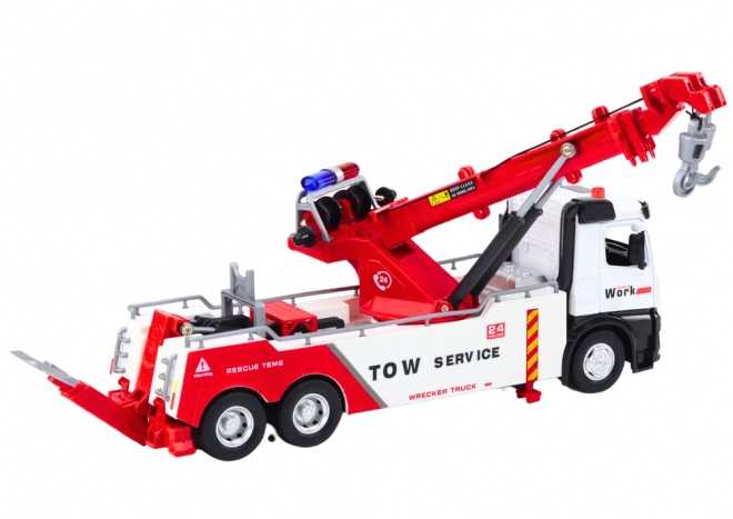 Camion avec grue Deux crochets Métal lumières blanches et rouges Sons