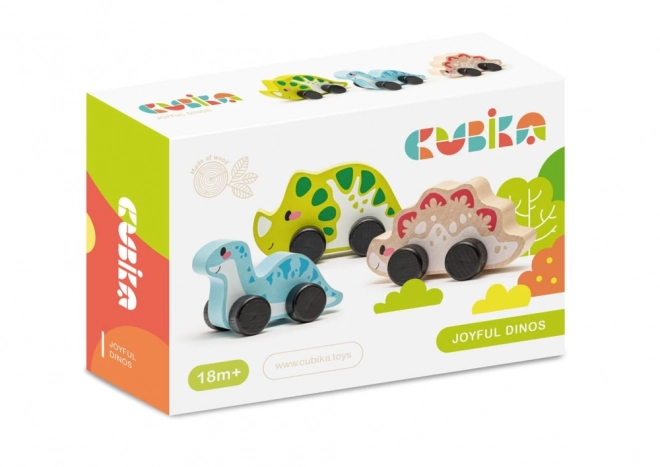 Dinosaures joyeux - set en bois 3 pièces