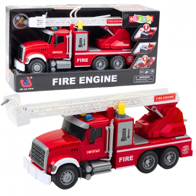 Grand camion de pompiers avec échelle extensible et fonction de jet d'eau
