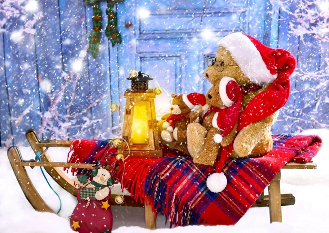 Enjoy puzzle Ours avec bonnets de père Noël 1000 pièces