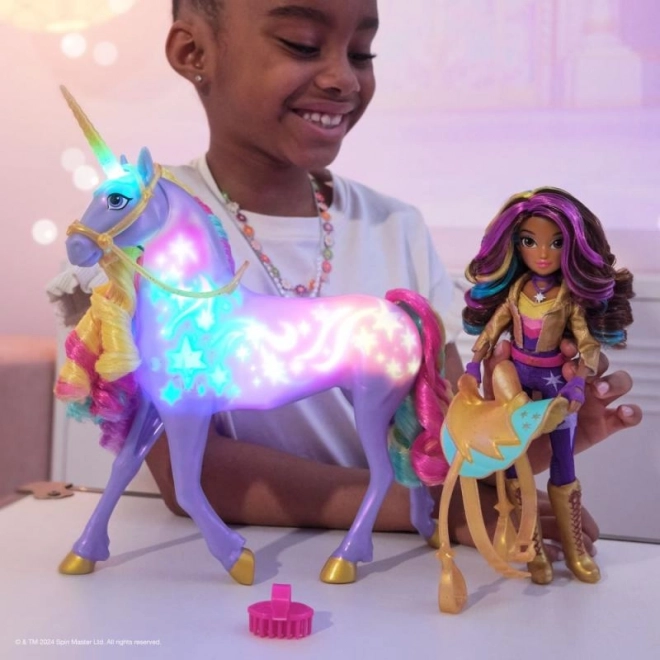 UNICORN ACADEMY LICORNE LUMINEUSE WILDSTAR AVEC POUPÉE SOPHIA 24cm