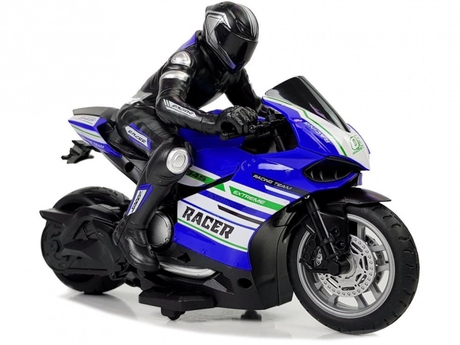 Moto de course sportive télécommandée 2.4G Portée 35m Bleu