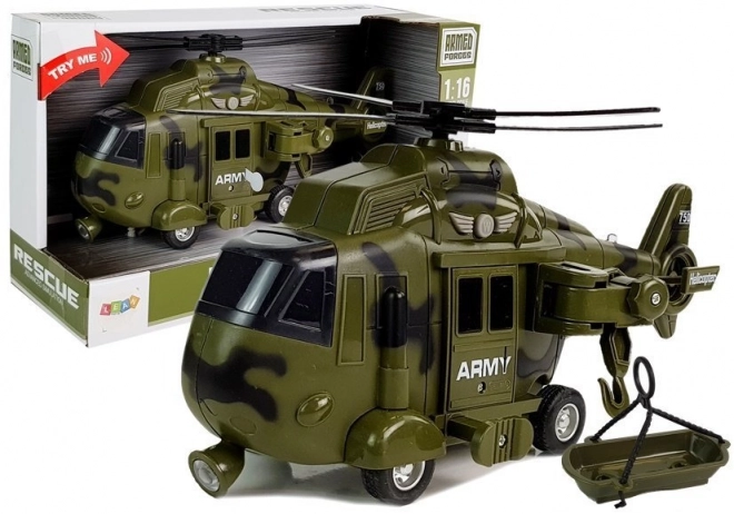 Hélicoptère militaire de sauvetage 1:16 Crochet Lumière Son