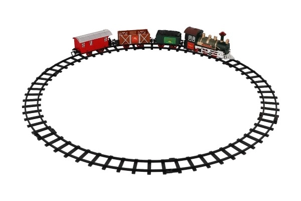 Train + 3 wagons avec rails 8 pcs à piles avec son et lumière en boîte 41x28x6cm