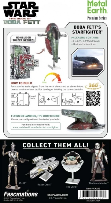 METAL EARTH 3D puzzle Star Wars : Chasseur de Boba Fett (ICONX)