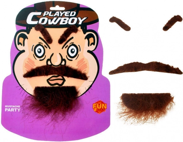 Set moustache cowboy – moustache, barbe et sourcils