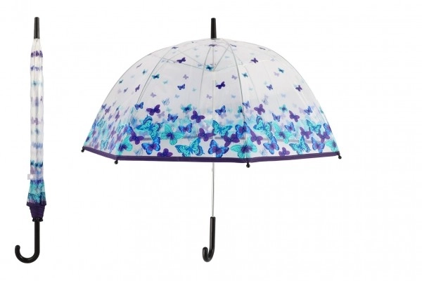 Parapluie transparent avec papillons plastique/métal 80cm en sac