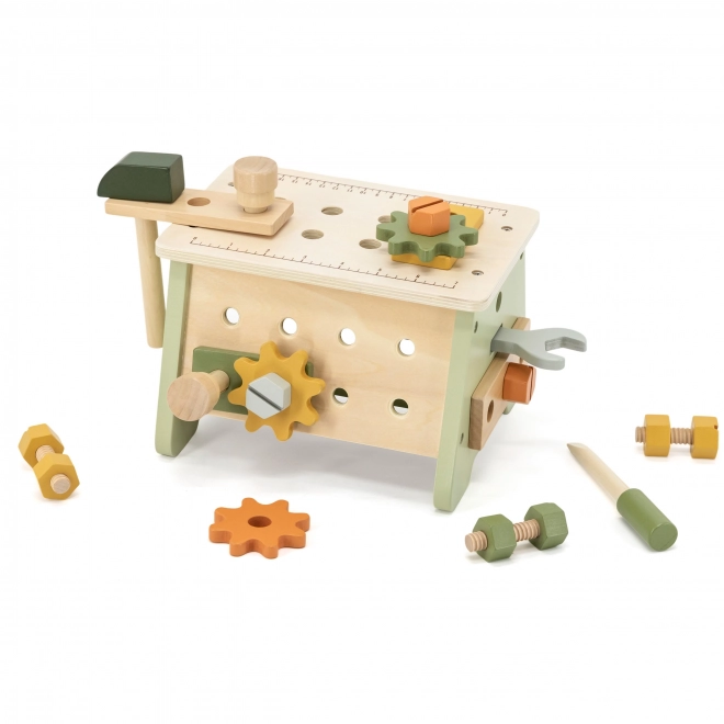 Établi en bois avec outils