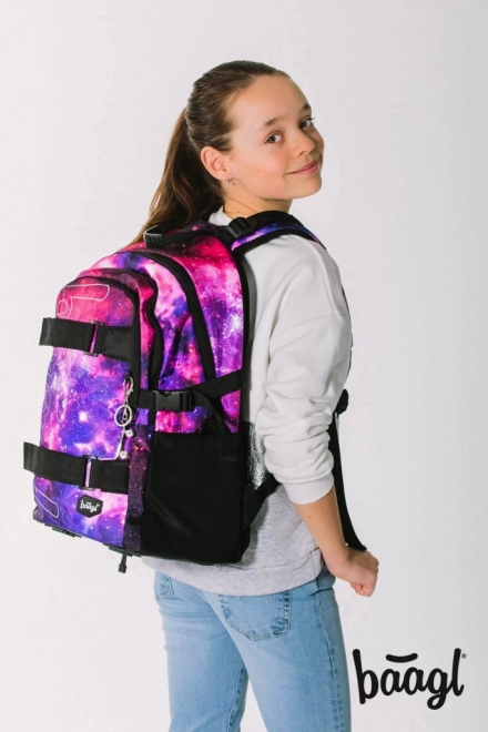 BAAGL Sac à dos scolaire Skate Galaxy