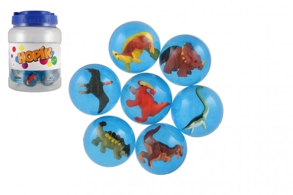 Balle/ballon avec dinosaure 4cm assortiment de types 32 pièces dans un pot