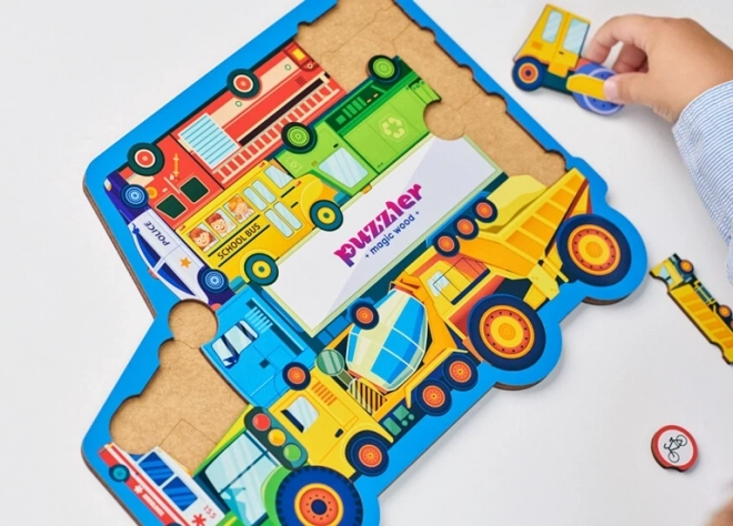 WOODLIKA Puzzle en bois Monde des moyens de transport 18 pièces