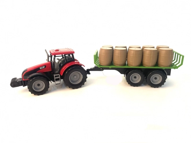 Tracteur à volant d'inertie et remorque pleine de foin