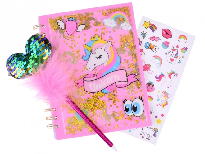 Journal secret magique de licorne avec autocollants colorés