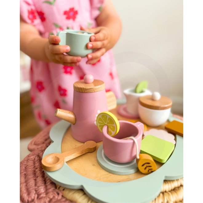 Ensemble de jouets en bois pour le thé pour enfants