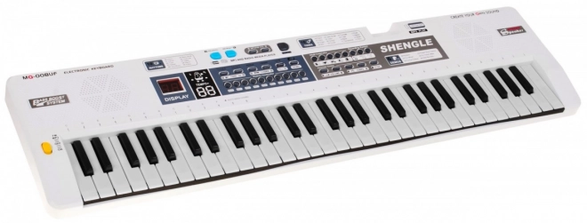 Ensemble de clavier pour enfants blanc avec microphone, enregistrement et haut-parleurs stéréo