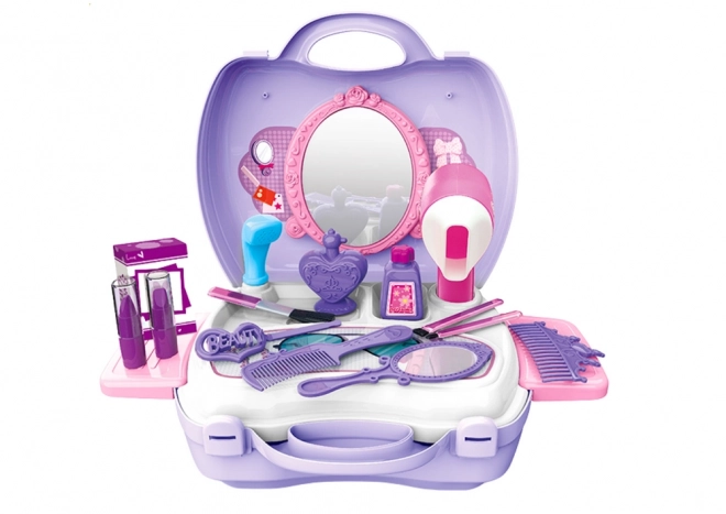 Ensemble de cosmétiques de coiffure dans un étui Miroir violet pour sèche-cheveux