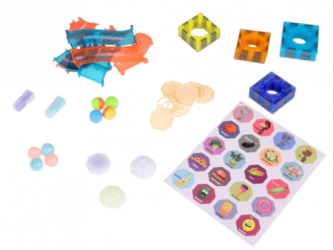 Cubes magnétiques 3D pour enfants Construction de pistes de billes lumineuses 49 éléments ZA5250