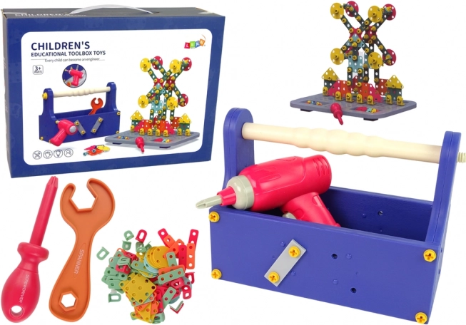 Jeu de construction dans une mallette avec visseuse sans fil pour petits bricoleurs