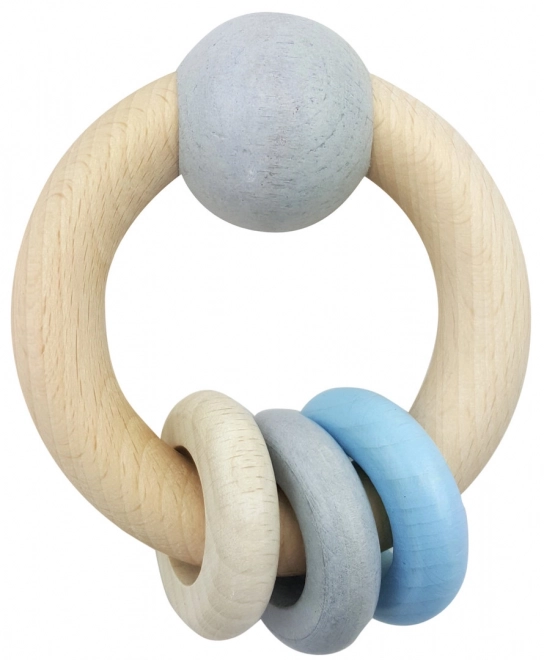 Hess Kulaté hochet avec bille et anneaux bleus