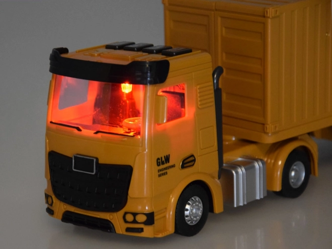 Ensemble interactif camion avec remorque dépliable, grue et chariot élévateur