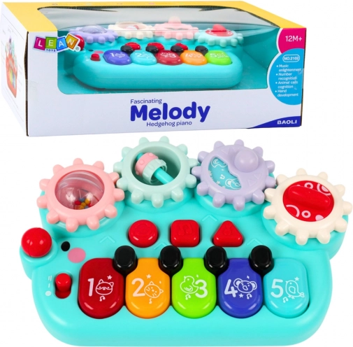 Piano interactif pour enfants avec engrenages bleu