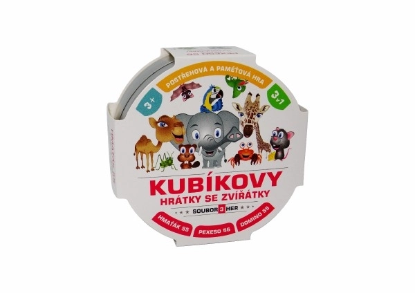 Jeux de Kubík avec les animaux 3 en 1 dans une boîte en métal