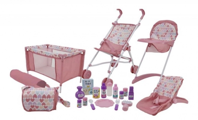 Grand ensemble de jeu d'accessoires pour poupées, 21 pièces - Cœur