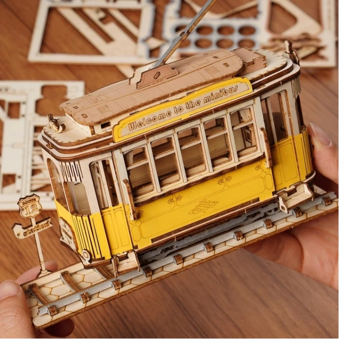 Tramway rétro - Maquette en bois 3D