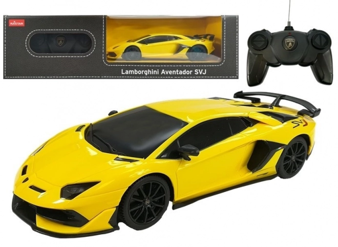 Voiture de course télécommandée Lamborghini Aventador jaune 1:24