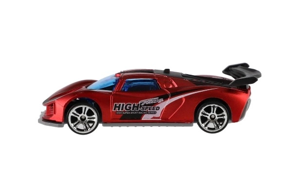Voiture de course 6 pièces métal/plastique 8cm en roue libre dans une boîte 10,5x27x4cm