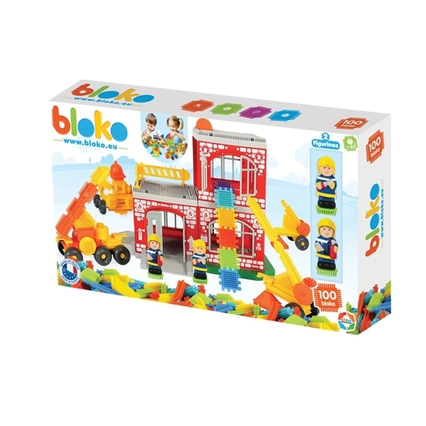 Jeu de construction créatif Pin Bricks Caserne de pompiers 100 pcs + 2 figurines