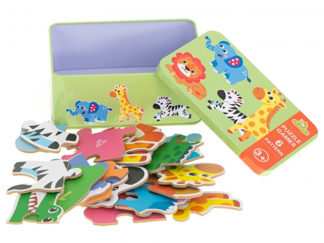 Puzzle dans une boîte en métal Safari animaux - 25 pièces