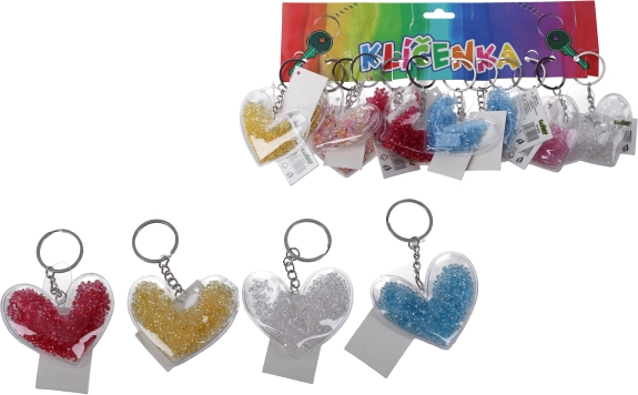Porte-clés en forme de cœur avec petites pierres colorées