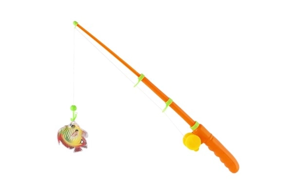Jeu de pêcheurs/poissons magnétique plastique 5pcs+canne plastique 39cm 2 couleurs sur carte
